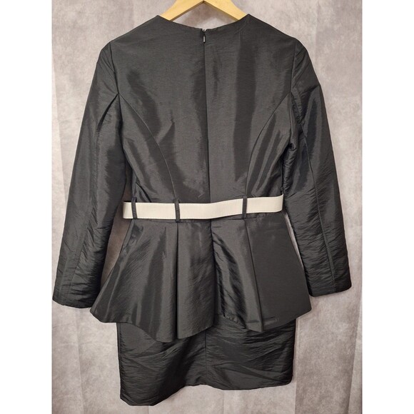 Rachel Allan Long Sleeve V-Neck Cocktail Dress Sz 6 Peplum Wedding Formal - Picture 4 of 9